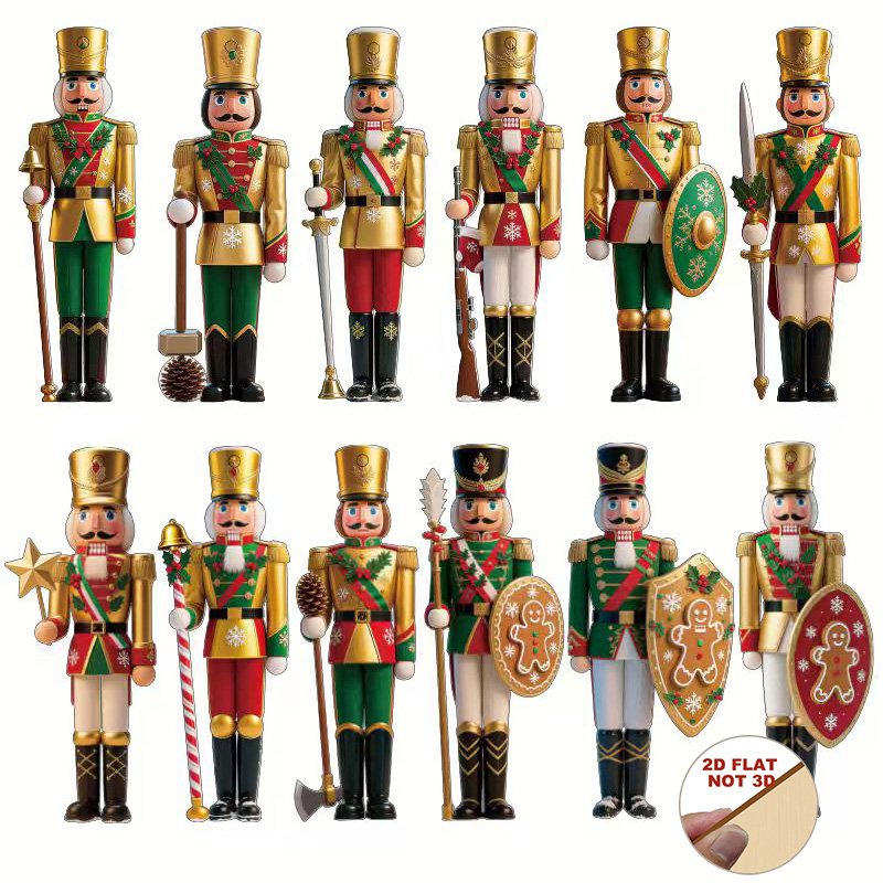 Nutcracker Figurine - 2D Płaskie Drewniane Ozdoby Świąteczne Dziadek