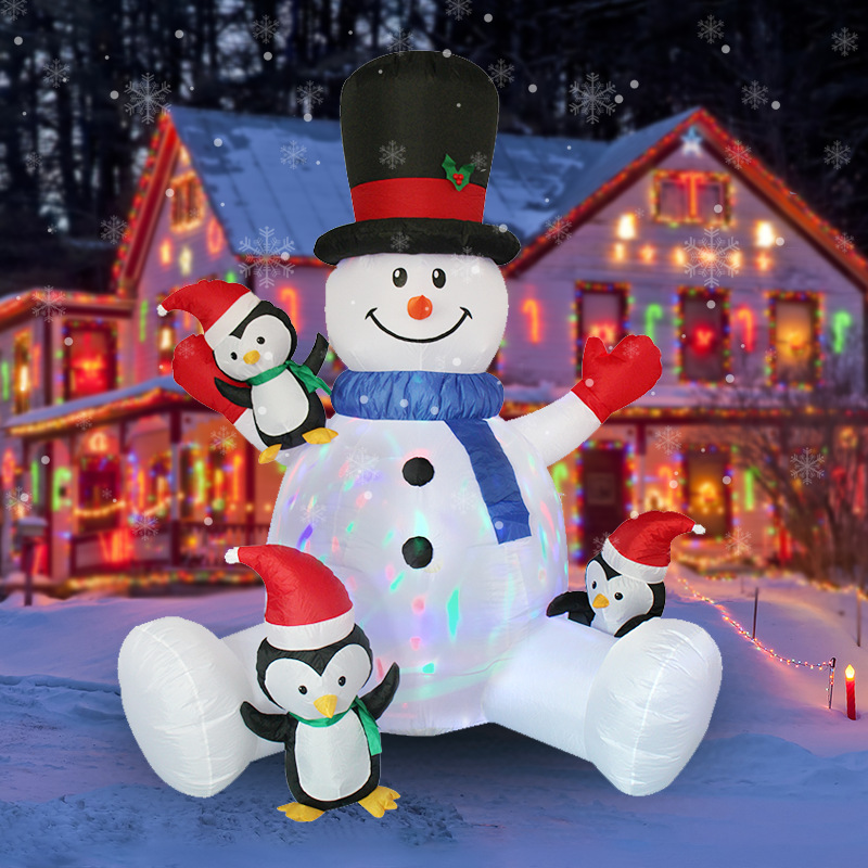 Christmas Lights Outdoor - Świąteczny dmuchany bałwanek pingwin układany Arhat