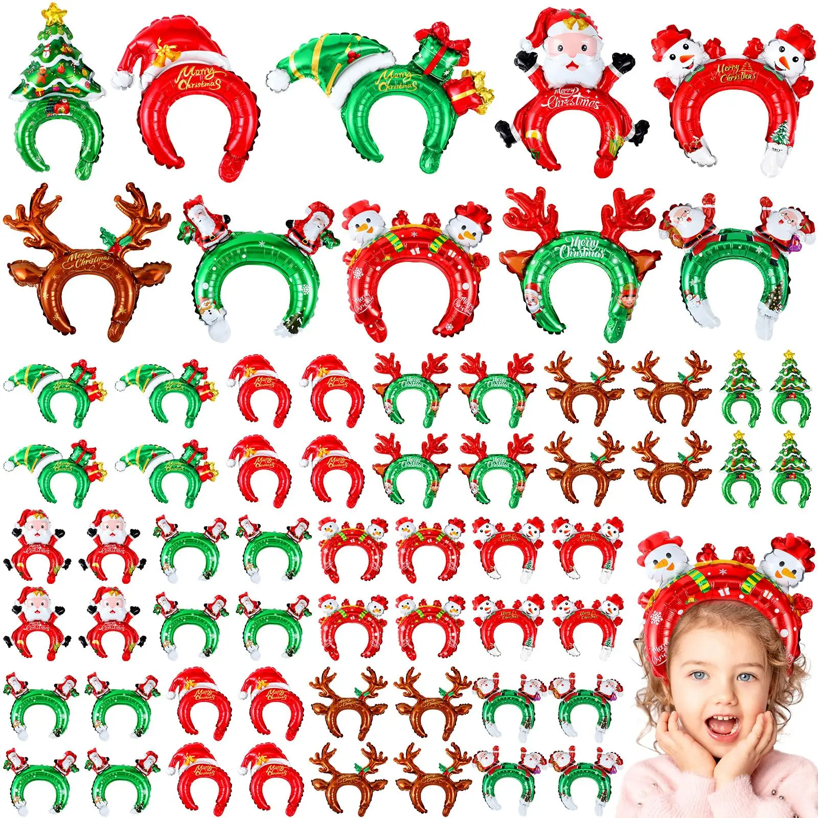 Reindeer Antlers Headband - Świąteczne nadmuchiwane opaski na głowę Santa
