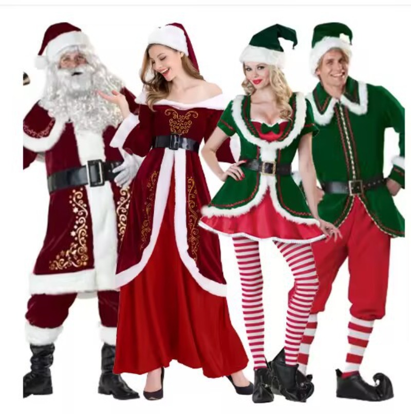 Elf Costume Christmas - Strój Świętego Mikołaja Damski Męski Sukienka